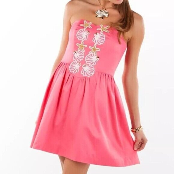 Lilly Pulitzer Dresses & Skirts - Lilly PULITZER Mayfield Pink Seeing Stars Strapless Fit Flare Dress